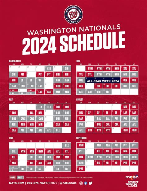 Nationals Printable Schedule